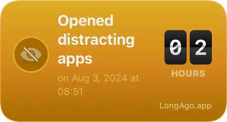 Sample of the Opened Distracting Apps activity